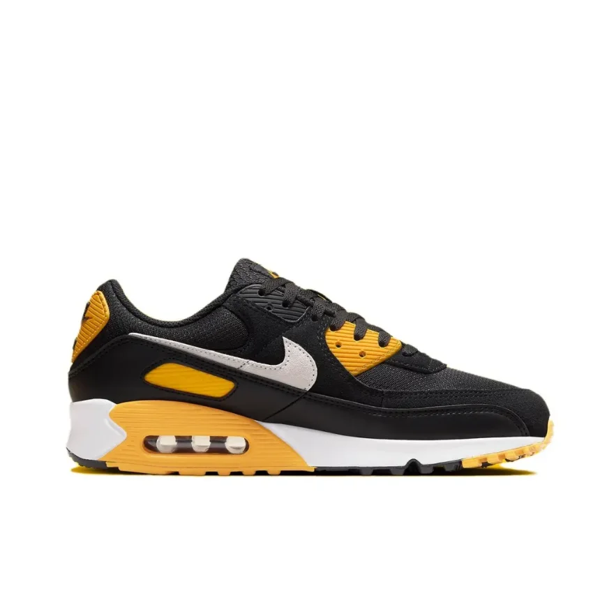 Nike black and yellow colorway Air Max 90 men's low-top casual running shoes shock absorption slip-resistant wear sports shoes