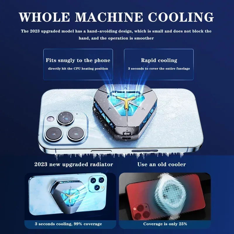 DY19 Universal โทรศัพท์มือถือ Cooler Semiconductor Magnetic Fast หม้อน้ําพัดลมระบายความร้อนสําหรับ IOS Android PUBG Type-C Cool ความร้อน