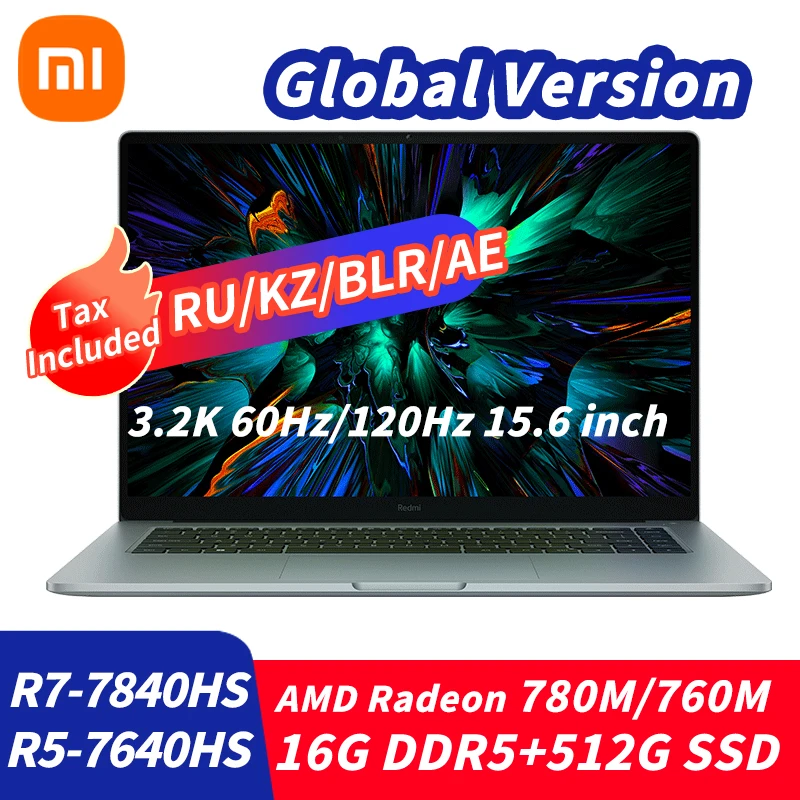 Xiaomi redmi book pro 15 2023ラップトップryzen 7 7840hs/ryzen 5 7640hs 3.2k 120hz hdr 15.6 "16g ddr5 + 512g ssdノートブックウィンドウ11 pc