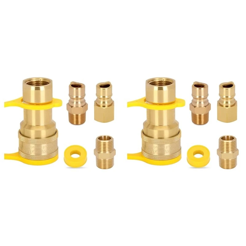 My Home 2 Set 1/2 Inch Natural Gas Quick Connect Fittings, Propane Hose Quick Disconnect Kit,For Gas Grill And Heater