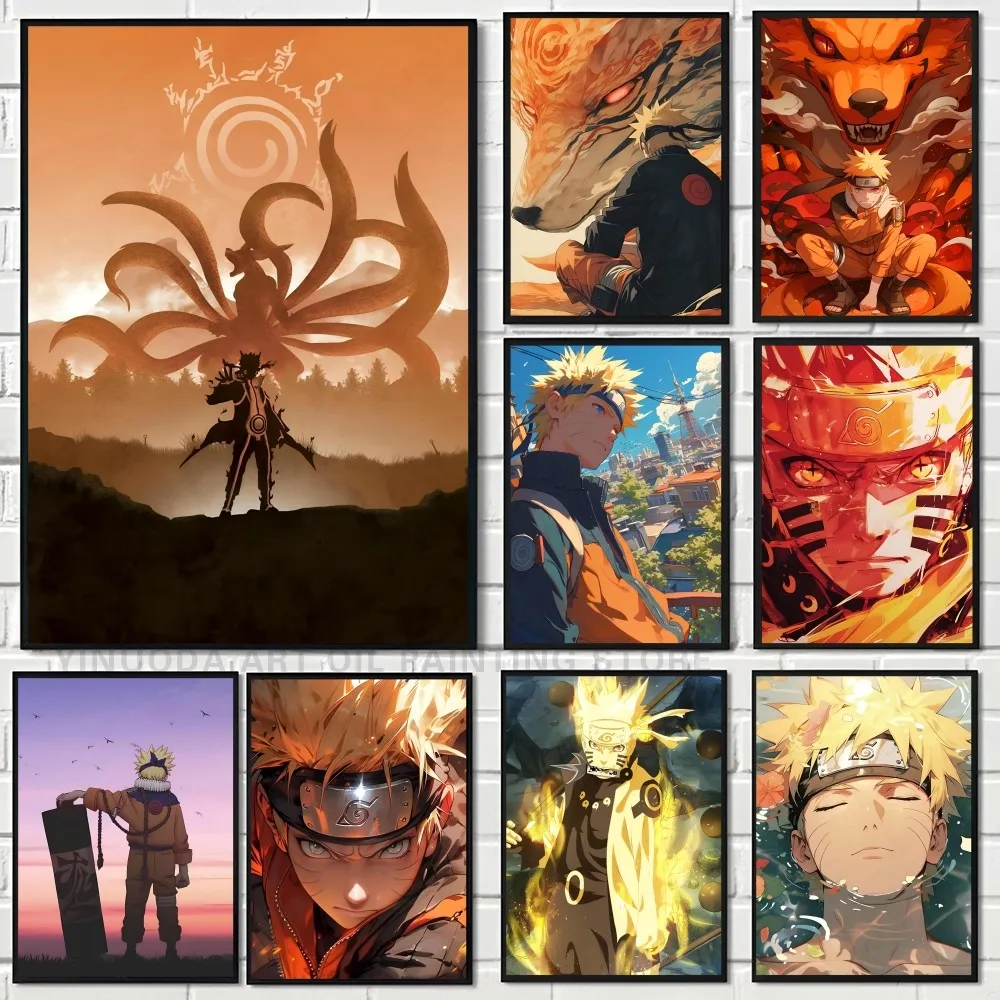 1PC Uzumaki N-Naruto Poster Self-adhesive Art Waterproof Paper Sticker Coffee House Bar Room Wall Decor