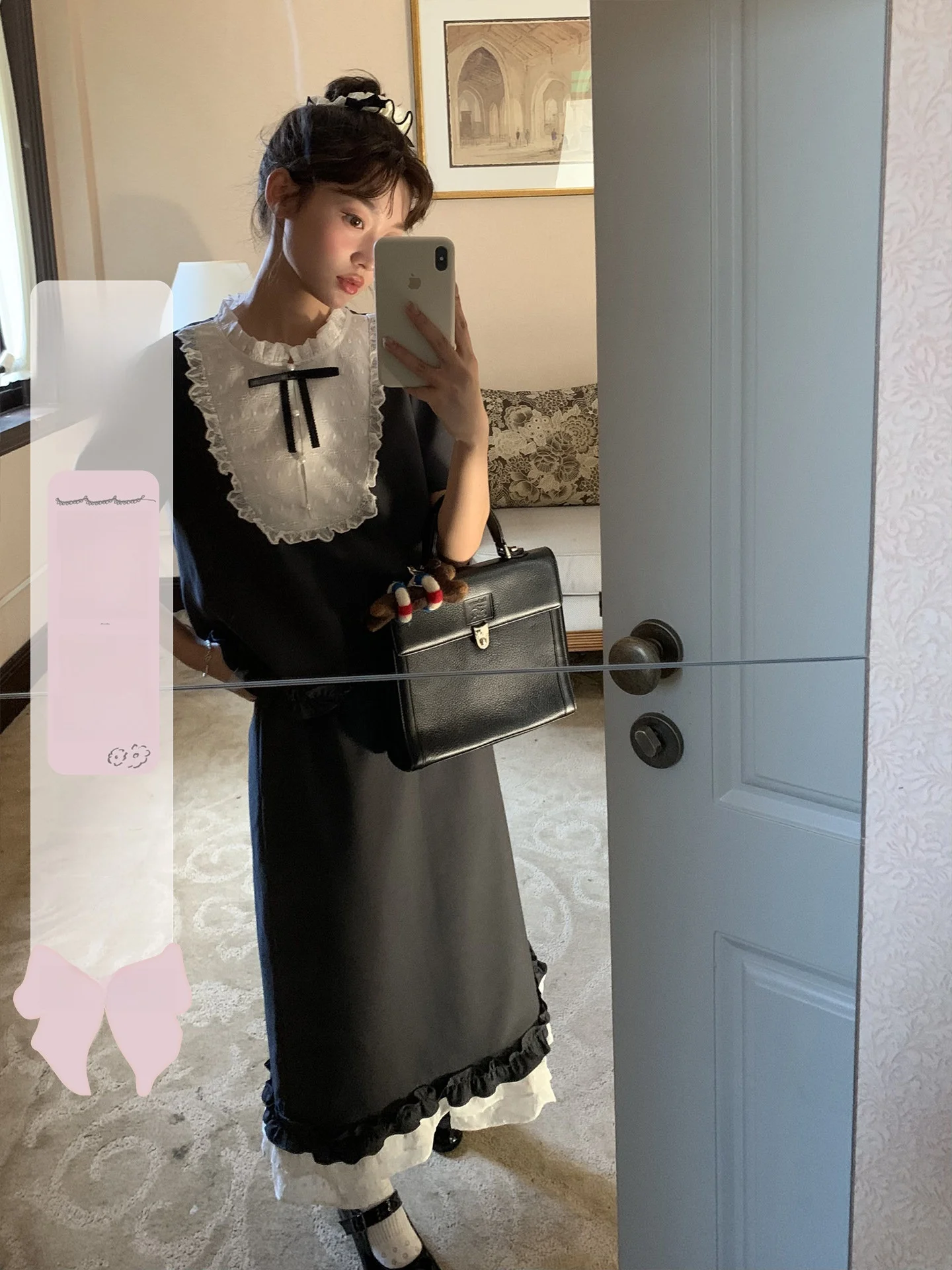 

Винтажный кружевной комплект Alice с лоскутными вставками: деревянная длинная юбка и топ с коротким рукавом и круглым вырезом, женский модный комплект из двух предметов