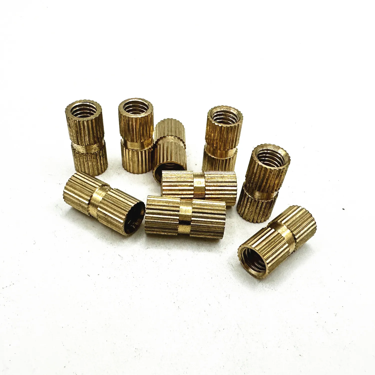 500個-ロット-真鍮ローレットナット-m6-16mm-l-8mm-外径-メートルねじナット-インサート丸型埋め込みスルーホールナット