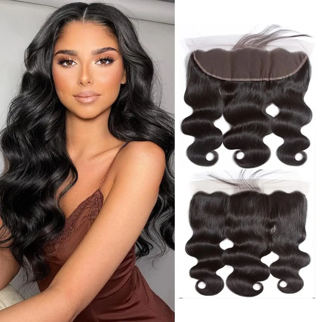 4x4 13X4 Closure Human Hair Body Wave Closure For Women Baby Hair Transparent Brazilian Human Hair Lace Frontal Closure