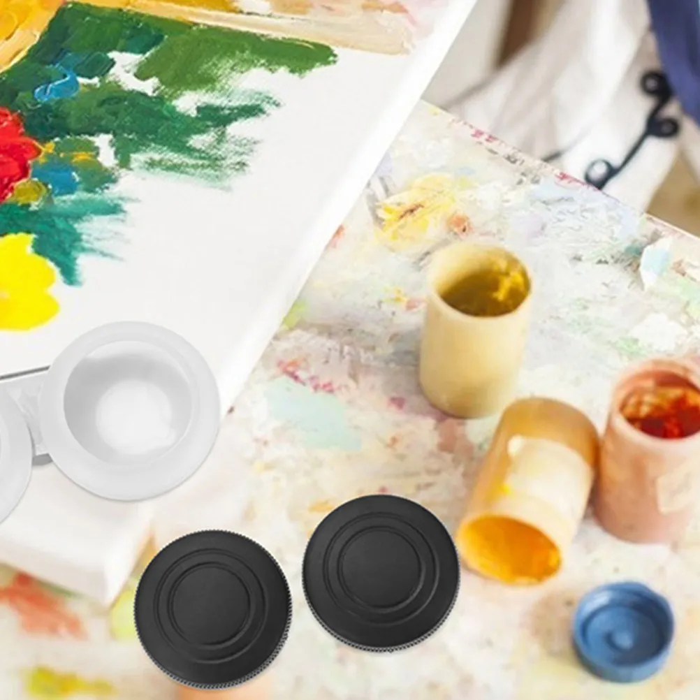 2Pcs Portable Oil Painting Cleaning Cup Stainless Steel Double Palette Container Lid for Solvent Storage Brush