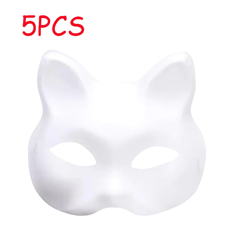 1/2/3/5/8/10pcs Masquerade Cat Face Masks DIY Party Masks Props Paintable Blank Masks Party Cosplay Accessories