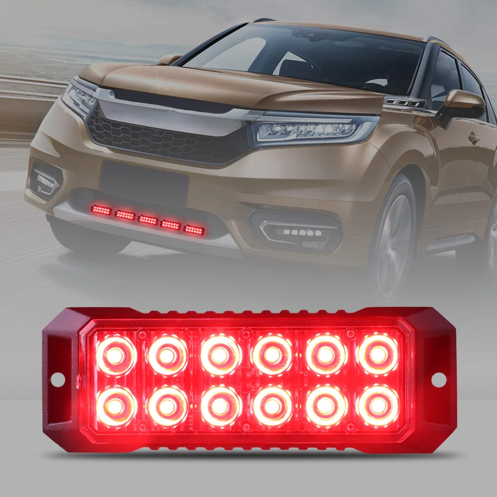 1PCS 12LED Car Warning  Emergency Strobe Lights Flashing Light Hazard Light Bar Car Truck Off-road Vehicle ATV SUV Surface Mount