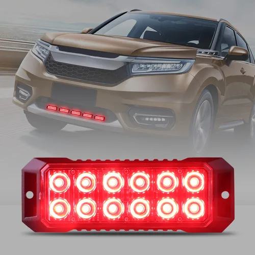 Imagen 2 del producto Luces estroboscópicas de emergencia de advertencia de coche, 1 Uds., 12LED, luz intermitente, barra de luz de peligro, coche, camión, vehículo todoterreno, ATV, SUV, montaje en superficie
