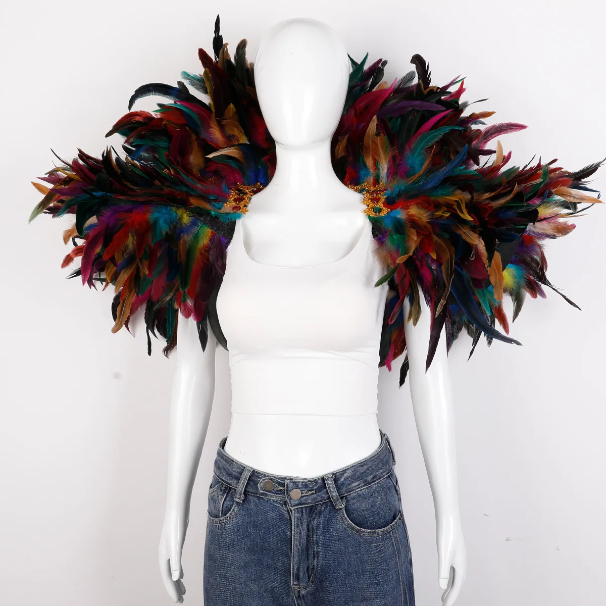 Feder Schal Halloween Karneval Kostüm Runway Leistung Ball Weste Schal Mantel Party Schal Cosplay Frau Schal – Detail 19