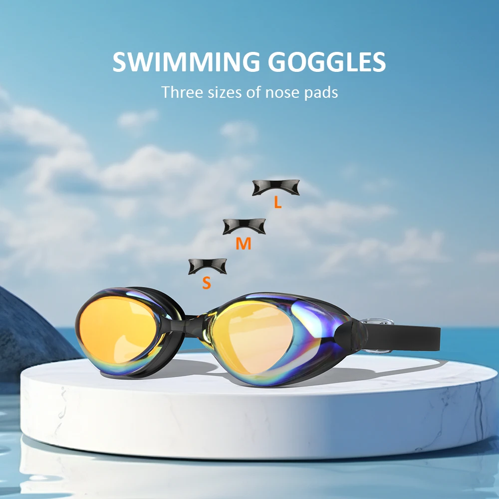 Professional Anti-Fog Swimming Goggles Waterproof Swim Glasses for Men Adjustable Nose Bridge Eyewear