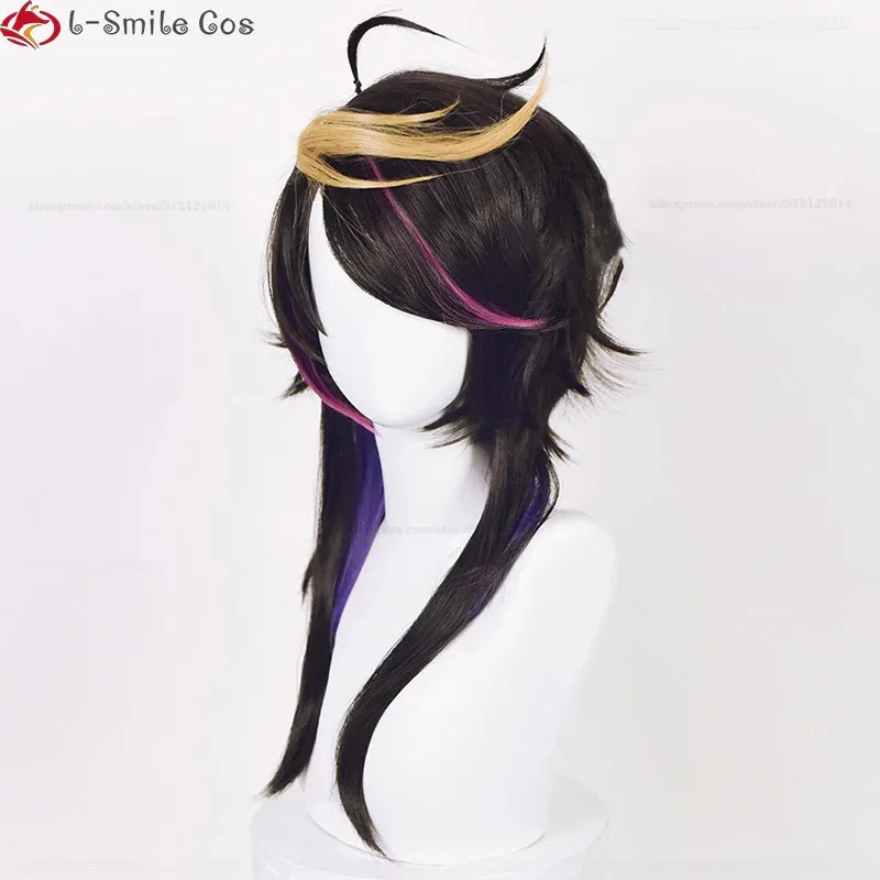 2025-vtuber-nijisanji-shuyamino-cosplay-shu-yamino-longue-avec-crochet-d'oreille-resistant-a-la-chaleur-cheveux-synthetiques-perruques-de-fete-bonnet-de-perruque