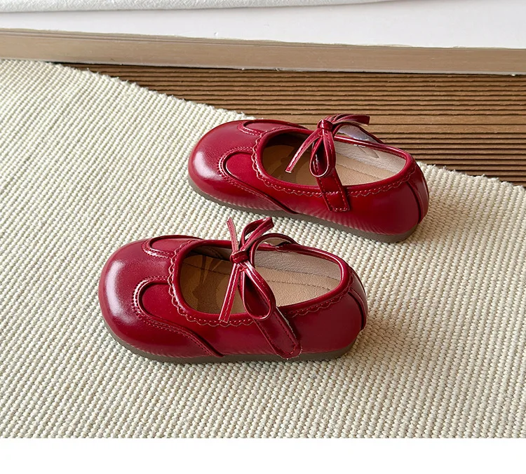 Kinder-Lederschuhe für Mädchen 2026 Frühling&Herbst Neue Mode Koreanischer Stil Weiche Schleife Rutschfeste Modische Prinzessinnen-Schuhe – Detail 13
