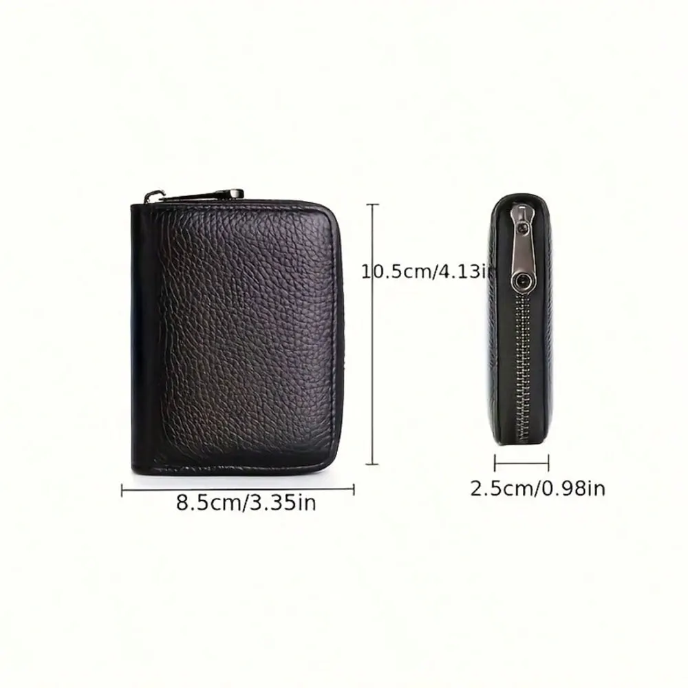 Unisex Ultra-Thin Minimalist Wallet with Zipper Closure Design, Ultra-Light and Portable, Multiple Card Slots for Storing Credit Cards, Cash, and Id Documents, Durable Synthetic Leather Material, Black