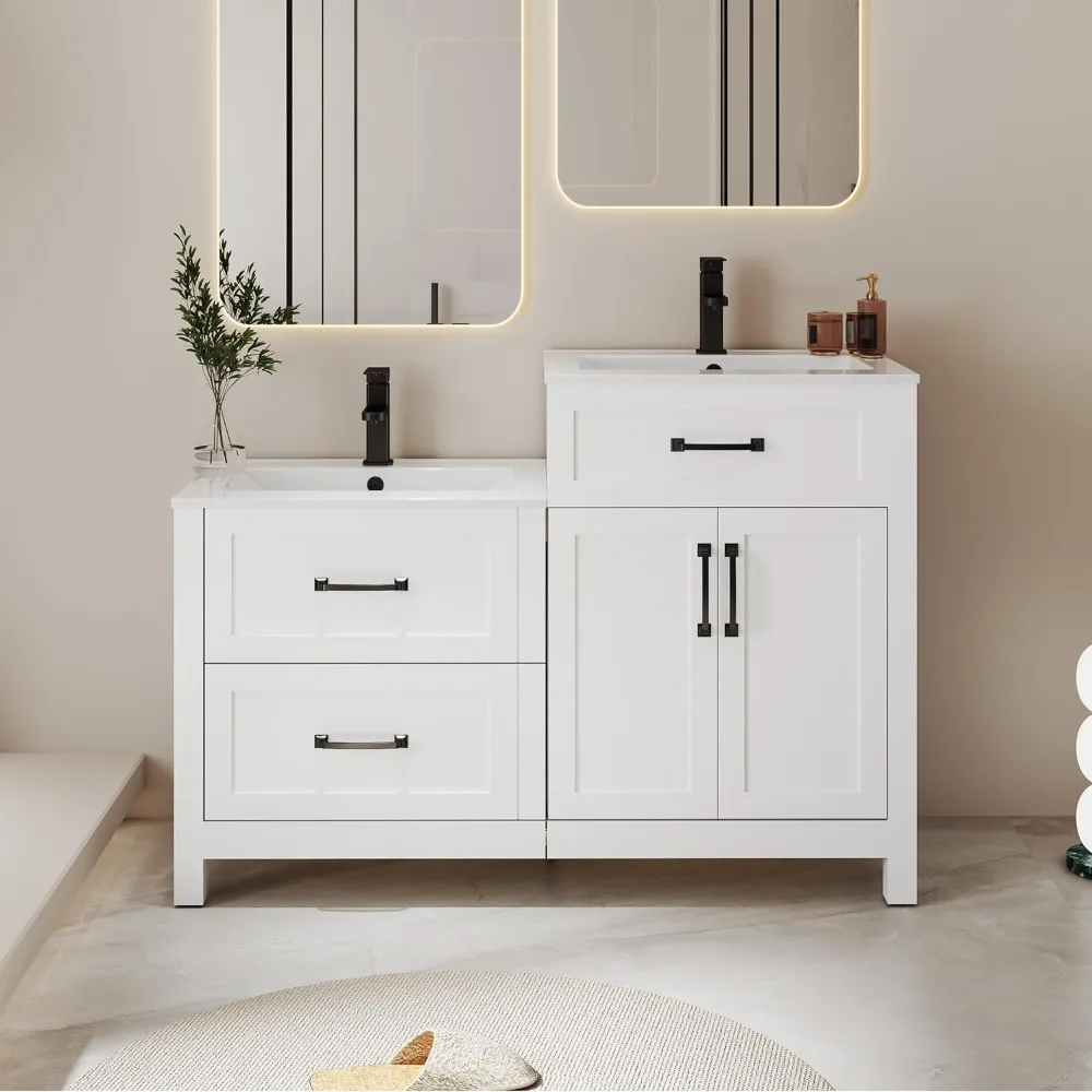 

48" Bathroom Vanity with Sink Combo,Modern Painted Vanities Storage Cabinet with Different Heights for Family Use,2 Big Drawers