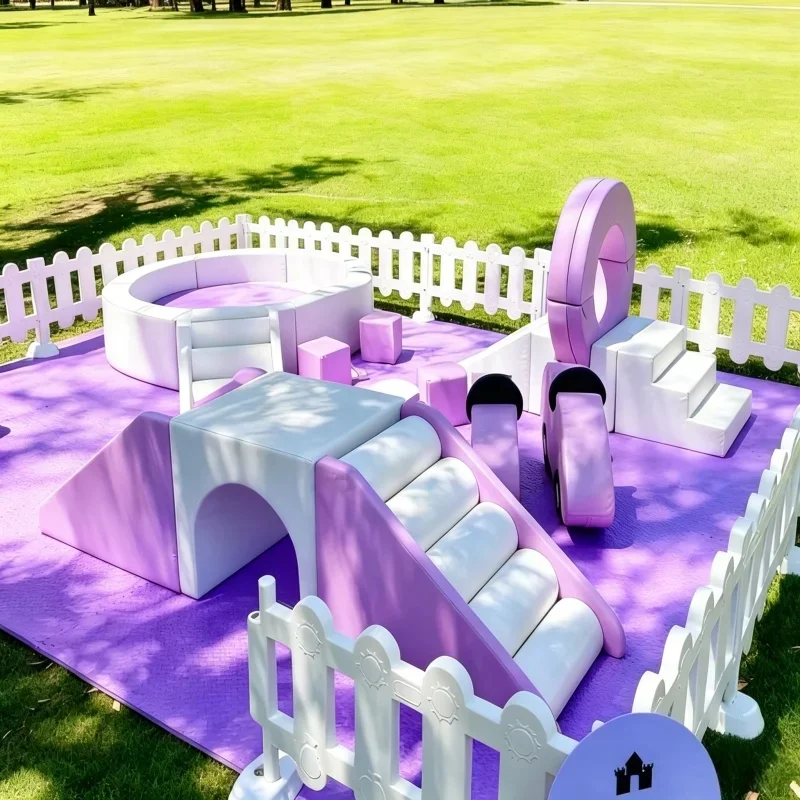 Commercial Lavender Purple Soft Play Equipment Vinyl Foam Climb Slide Castle Portable Indoor Playground for Toddler Party Rental