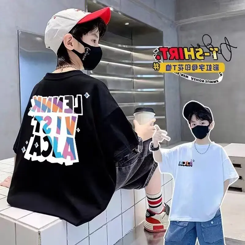 New Summer Kids Clothes Streetwear Fashion Print T Shirt Short Sleeve Tops Tees Boys Clothes 100%Cotton O-Neck Tees Children