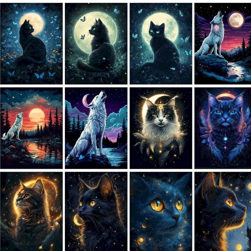 Art Craft Game - Diy Painting By Numbers Black Cat