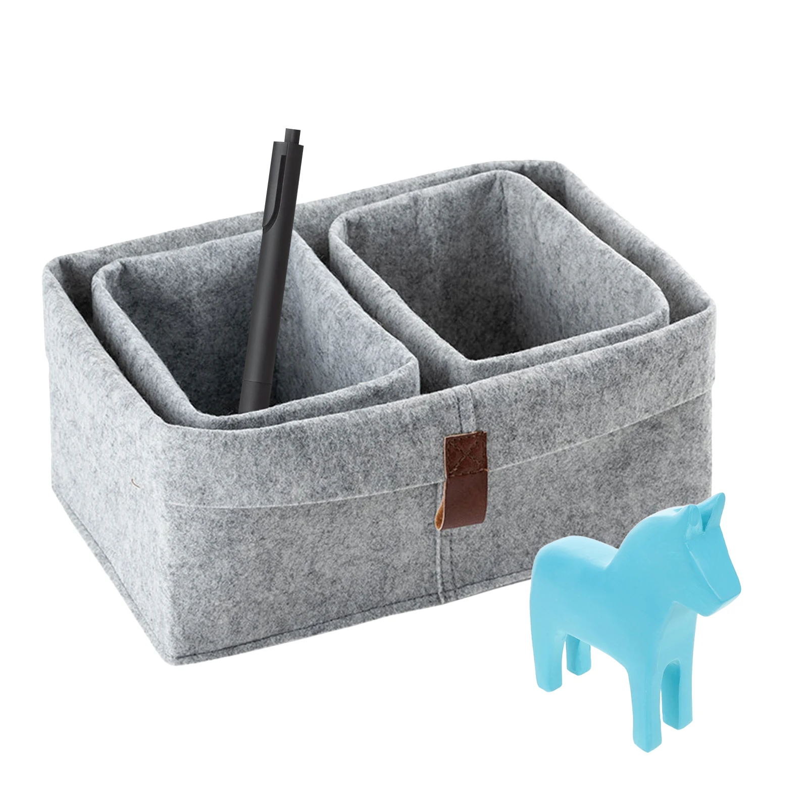 

3Pcs Felt Storage Organizer Basket Desktop Compact Functional Sundries Storage for Home Office Desktop Basket