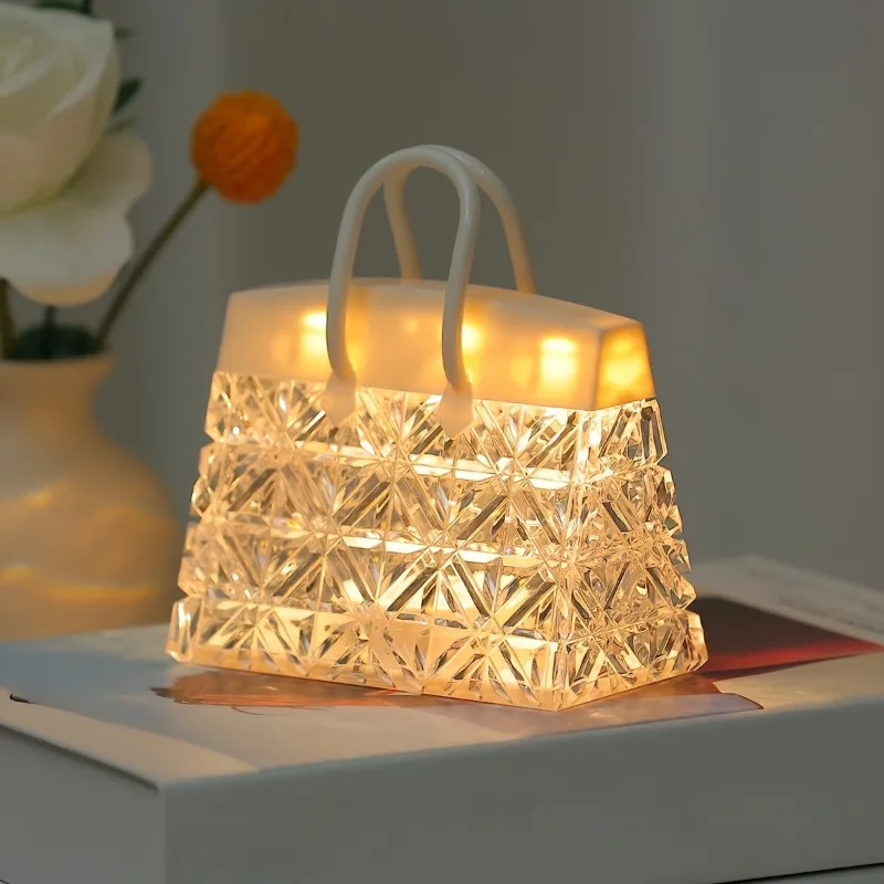 

Chic Handbag-Inspired Acrylic Night Light - Battery Operated Modern Bedroom Ambiance Lamp