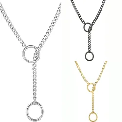 Personality O-Ring Necklace Stainless Steel Slip Chain Slipchain Choker Collar Punk Rock Heavy Cuban Long Chain Y-Necklace New