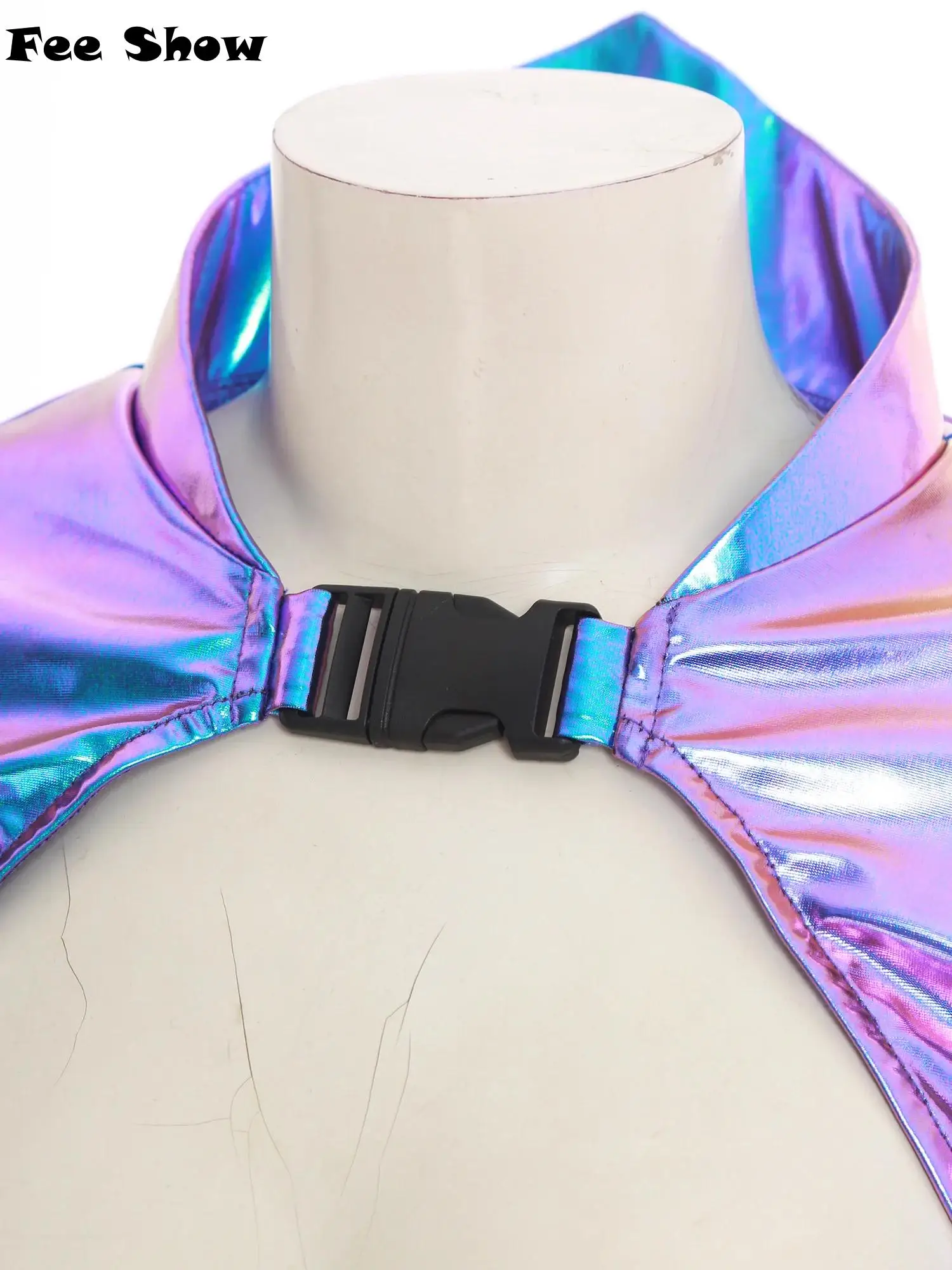 

Women Shiny Metallic Gothic Armor Shrug Steampunk Gothic Shoulder Epaulet Collared Pauldron Armour Halloween Party Costume