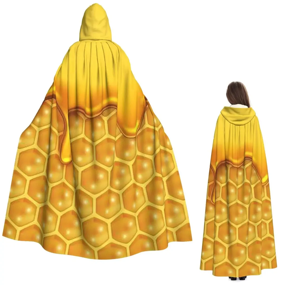 

Длинный плащ с капюшоном Honey Bee Honeycombs, средневековый костюм ведьмы, накидка для косплея, пальто на Хэллоуин для взрослых, унисекс