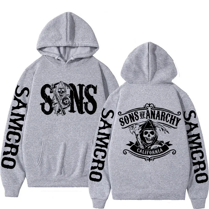 Sons of Anarchy Double Sided Graphic Hoodie Men Women Hip Hop Cool Pullover Sweatshirt Man Retro Oversized Hooded Y2k Streetwear