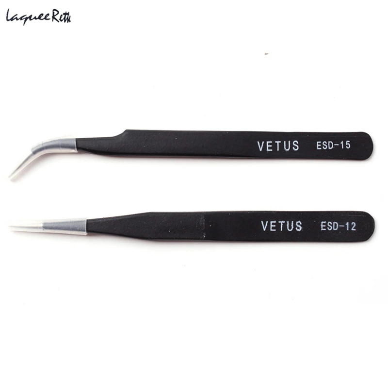 ESD Straight & Curve Tweezers Eyelash Extension Tool Eyelash Makeup Beauty Stainless Steel Tweezers