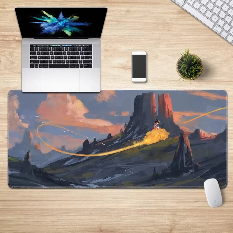 

Коврик для мыши с мультяшным дизайном, удлиненный, нескользящий, для клавиатуры, кожаный, с героями аниме, Dragon Ball, увеличенный, с прошитыми краями, игровой коврик для стола