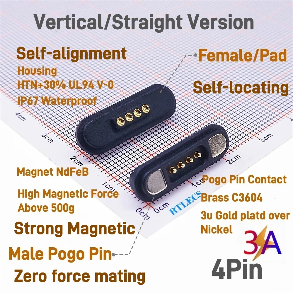 1/5 Pair Magnetic PogoPin Connector 2 3 4 5 6 7 8 9 11Pin 3A Waterproof Male Female Pitch 2.2 MM Spring Loaded DC Power Charger