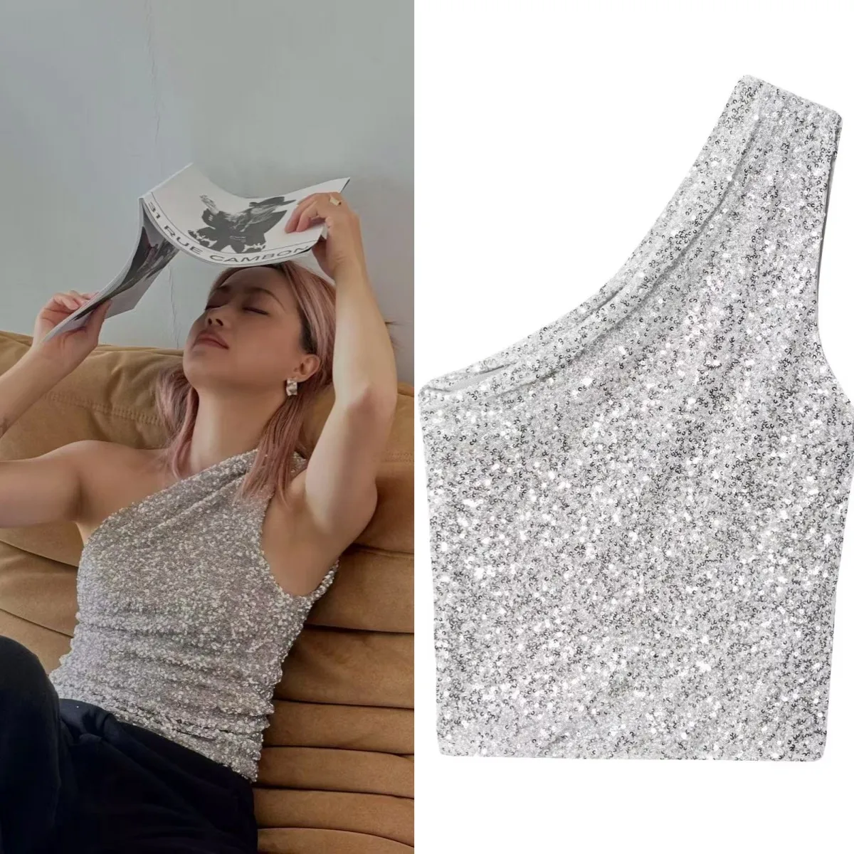 

LIBIELIY, новая мода, асимметричный дизайн, девчачий топ с бусинами, рождественский праздник, сексуальная куртка с открытыми плечами для горячих девушек