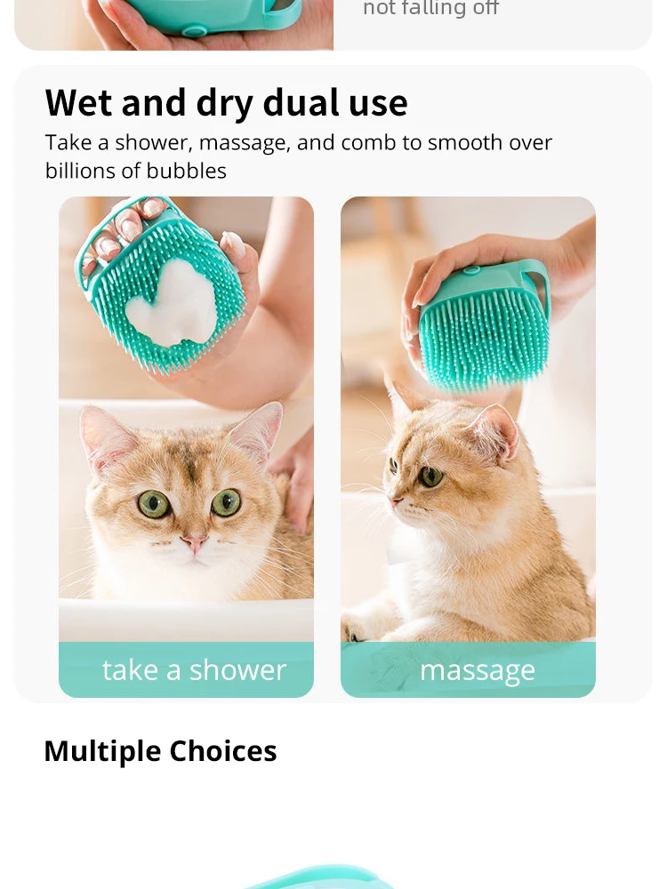 Pet Bathing Brush Soft Silicone Massager Shower Gel Bathing Brush Clean Tools Comb Dog Cat Cleaning Grooming Supplies