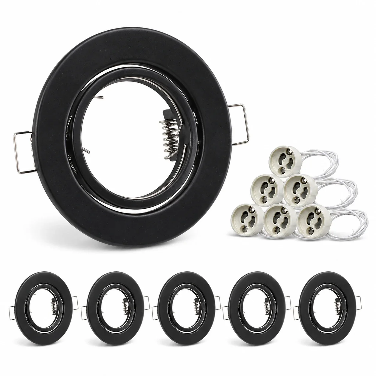 JOYINLED Recessed Spotlight Frame 6 Pack GU10 Round Adjustable Recessed Indoor for Bedroom Showroom Shop Artwork Entryway