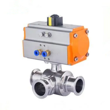 sanitary pneumatic 3 way triclamp ball valve