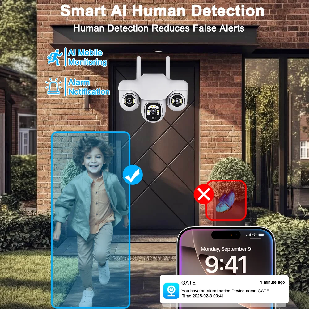 12MP HD ثلاثة عدسة تعمل بالطاقة الشمسية كاميرا مراقبة في الهواء الطلق CCTV 10X التكبير كاميرا أمان لاسلكية مقاوم للماء كاميرا متحركة مزرعة