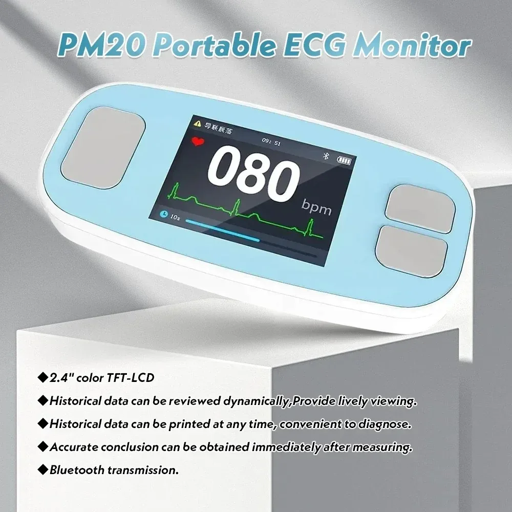 Ecg pm20 digital ecg holter monitor bluetooth app ekg monitor de freqüência cardíaca sem fio ecg máquina portátil 6 chumbo ekg máquina