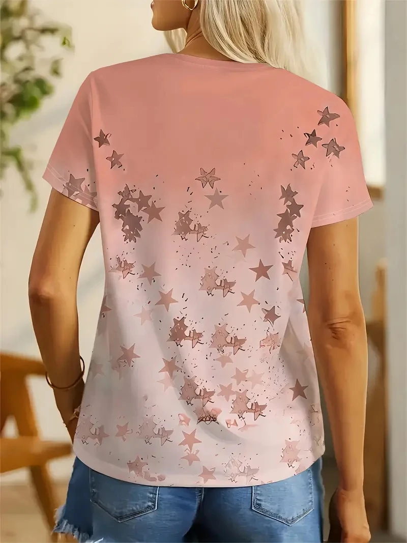 Dames T-shirt Grote maten 3D-geprint Casual los en modieus T-shirt met korte mouwen, zacht, comfortabel en ademend