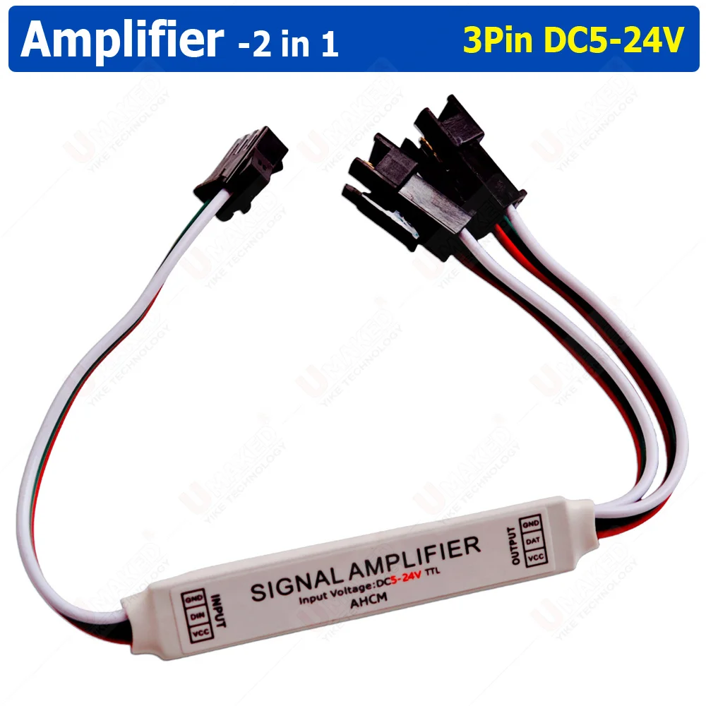 2pcs  2/4/8 in 1 Mini TTL Signal LED Amplifier Repeater for WS2812B WS2811 3Pin RGBIC Addressable LED Strip String Module 5-24V