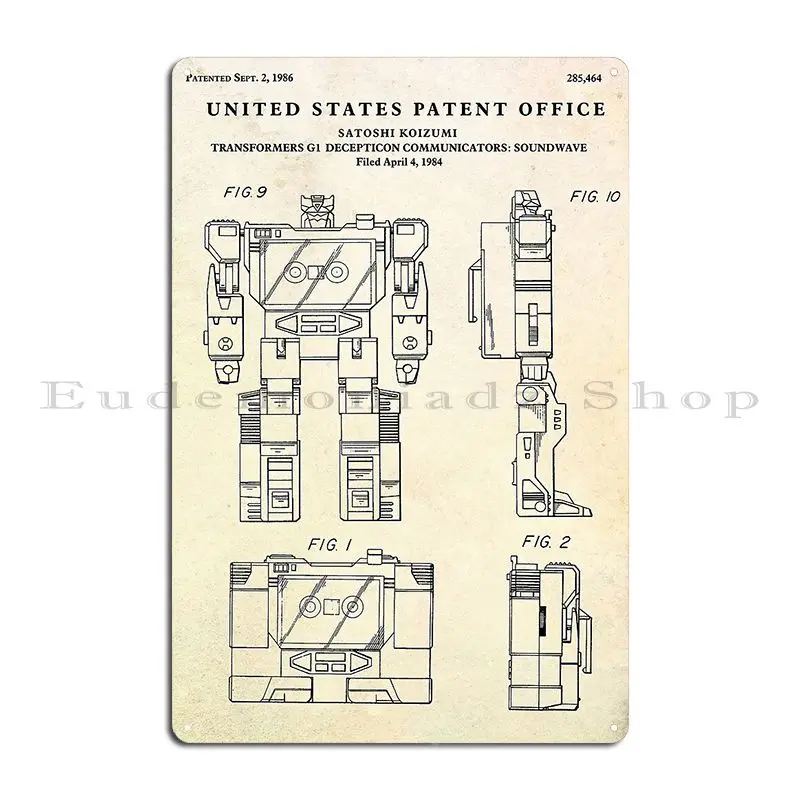 Decepticon G1 Soundwave Patent Metal Plaque Wall Cave Wall Pub Designing Design Painting Tin Sign Poster