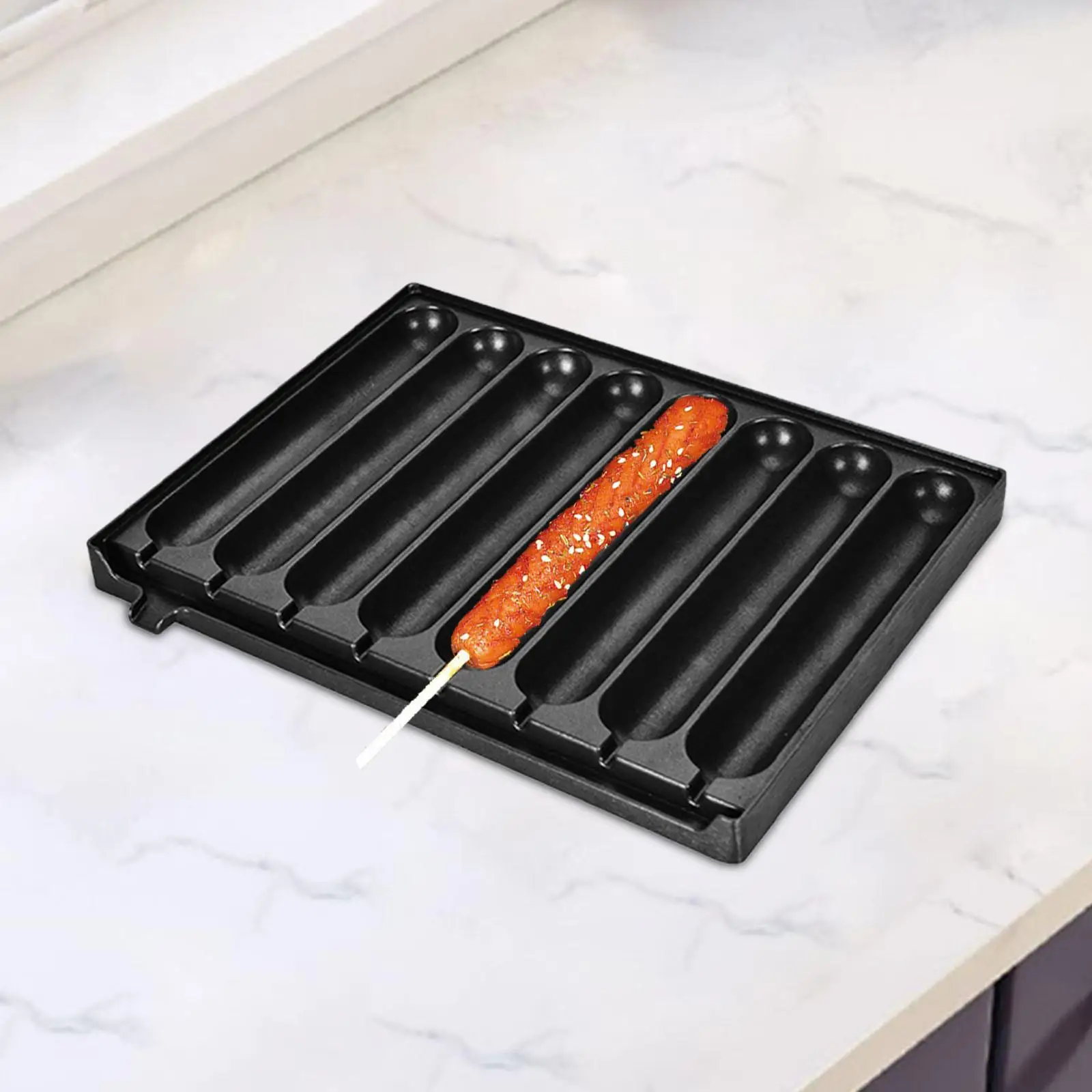 Multifunctional Sausage Maker Pan Nonstick Cast Aluminum Rectangle Hot Dog Grill for Street Stall Snacks