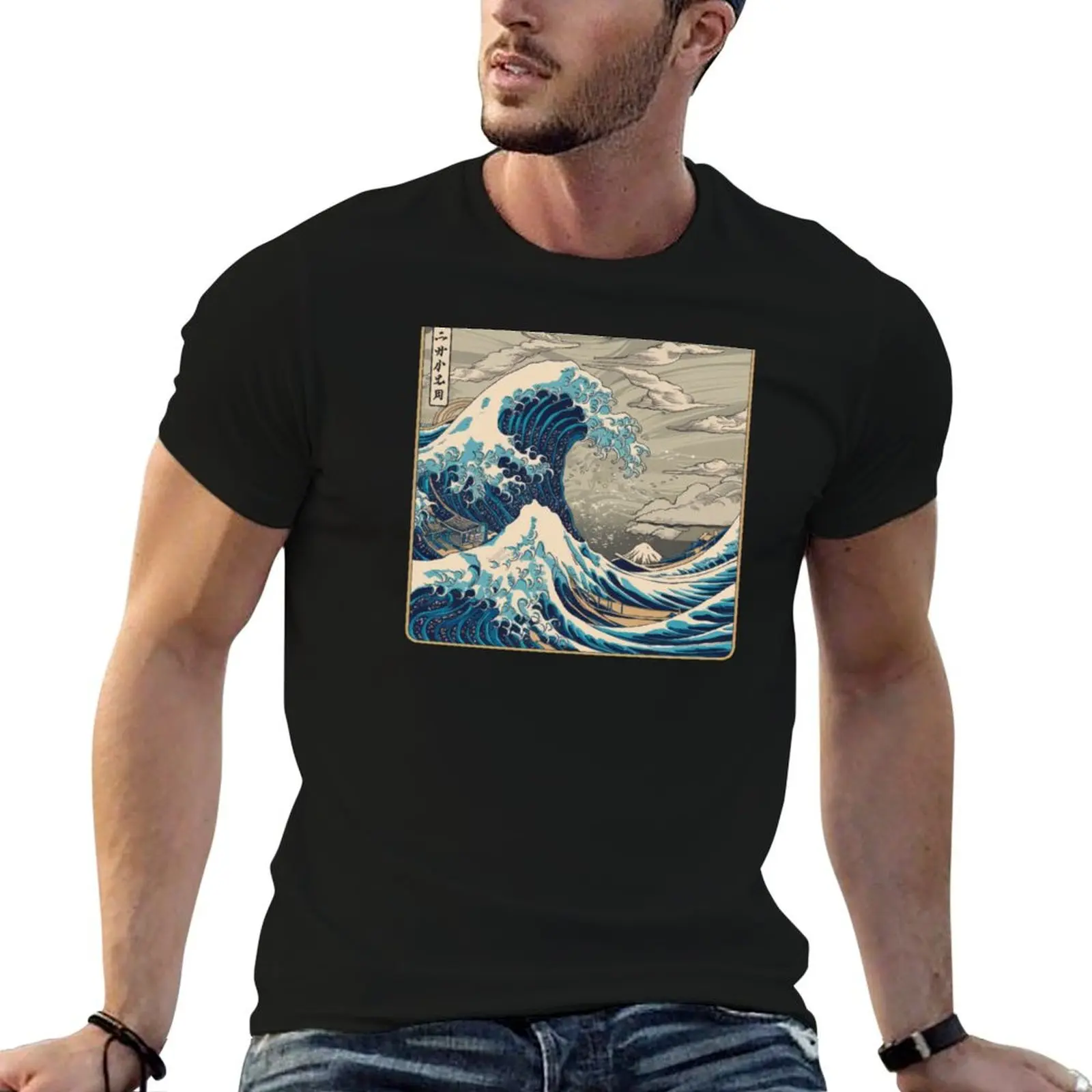 Great Wave Off Kanagawa T-Shirt man clothes vintage t shirts Short sleeve tee men