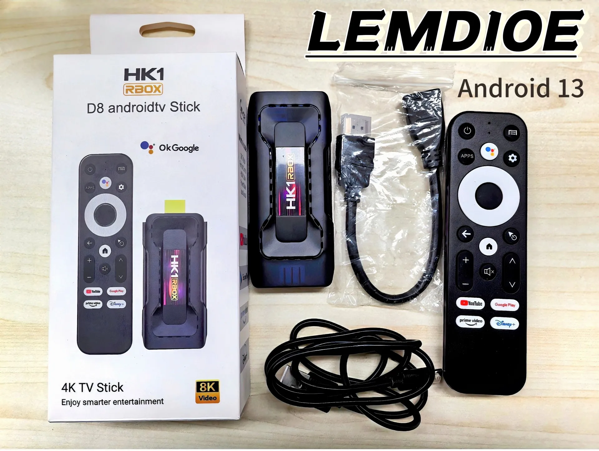 LEMFO Android 13 TV Stick 8K Video ATV Mini Quad Core Smart TV Box HDR10 Support 8K Wifi6 BT5.0 Voice Remote Media Player Rk3528