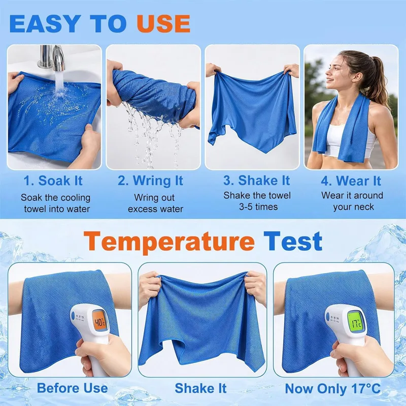 Instant Cooling Ice Sports Towel Quick Dry Breathable Cold Feeling Fitness Gym Chilly Rag Portable Cool Down Cooling Towel view 4