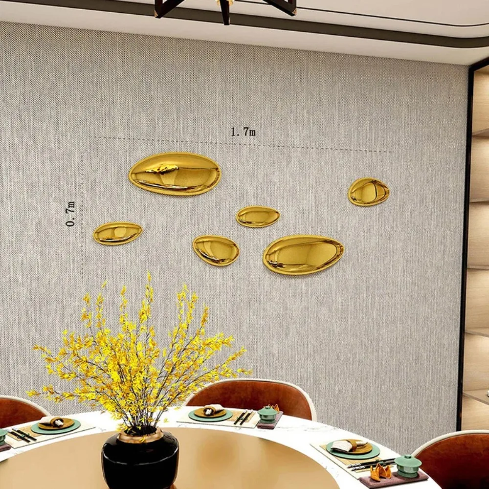 Modern Minimalist Pebble Wall Hanging Creative Art Lucky Pendant Imitation Metal Wall Decor For Dining Room Home Decoration