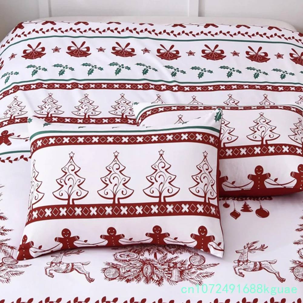 3PCS Christmas Duvet Set With Extra Large Soft ultra-fine Fiber bedding, Including 2 Pillowcases And Christmas Tree Deer Pattern 6