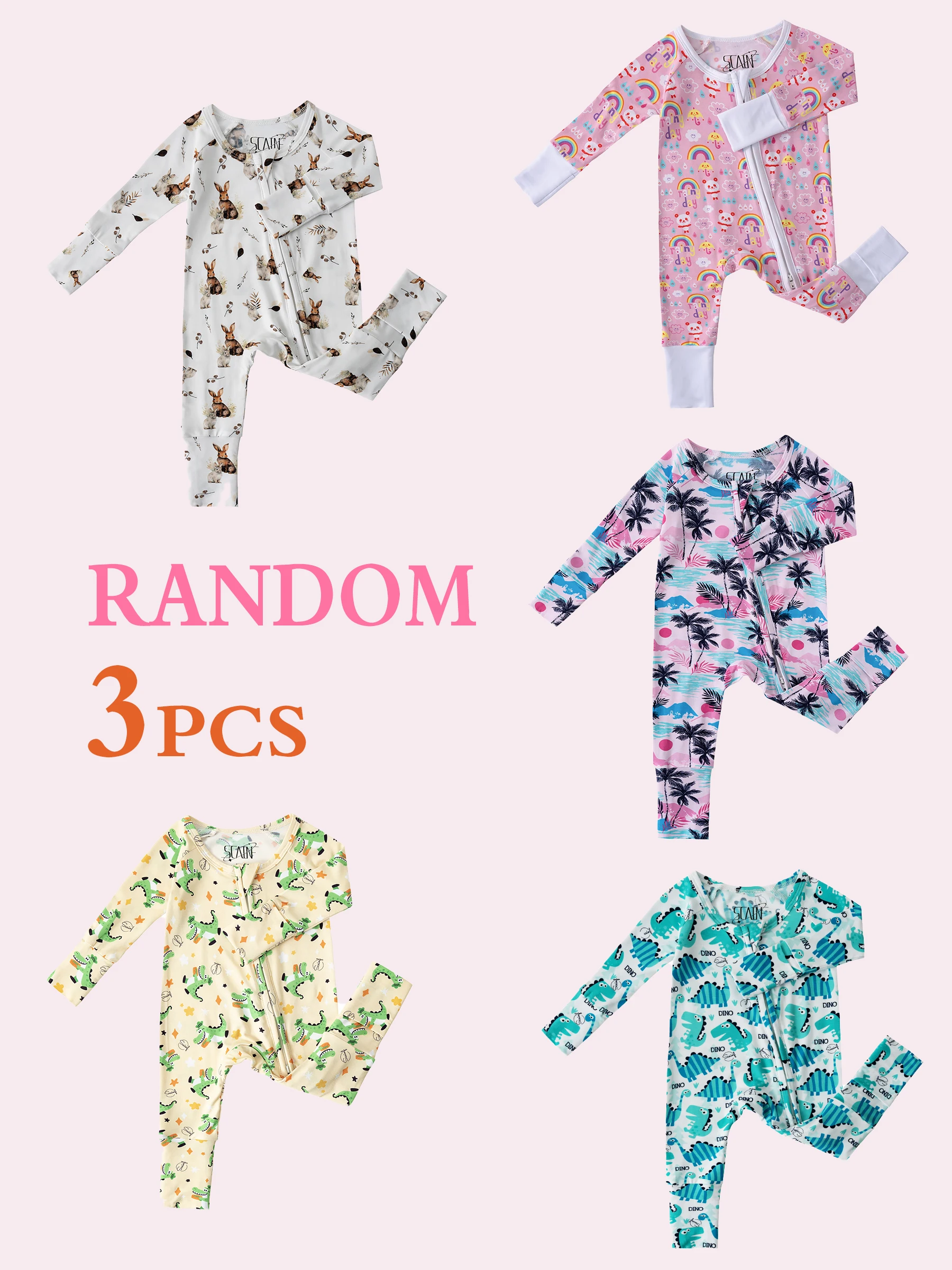 

Случайно отправленный набор из трех модных детских комбинезонов из бамбукового волокна, подходящих для мальчиков и девочек в возрасте от 0 до 24 месяцев.