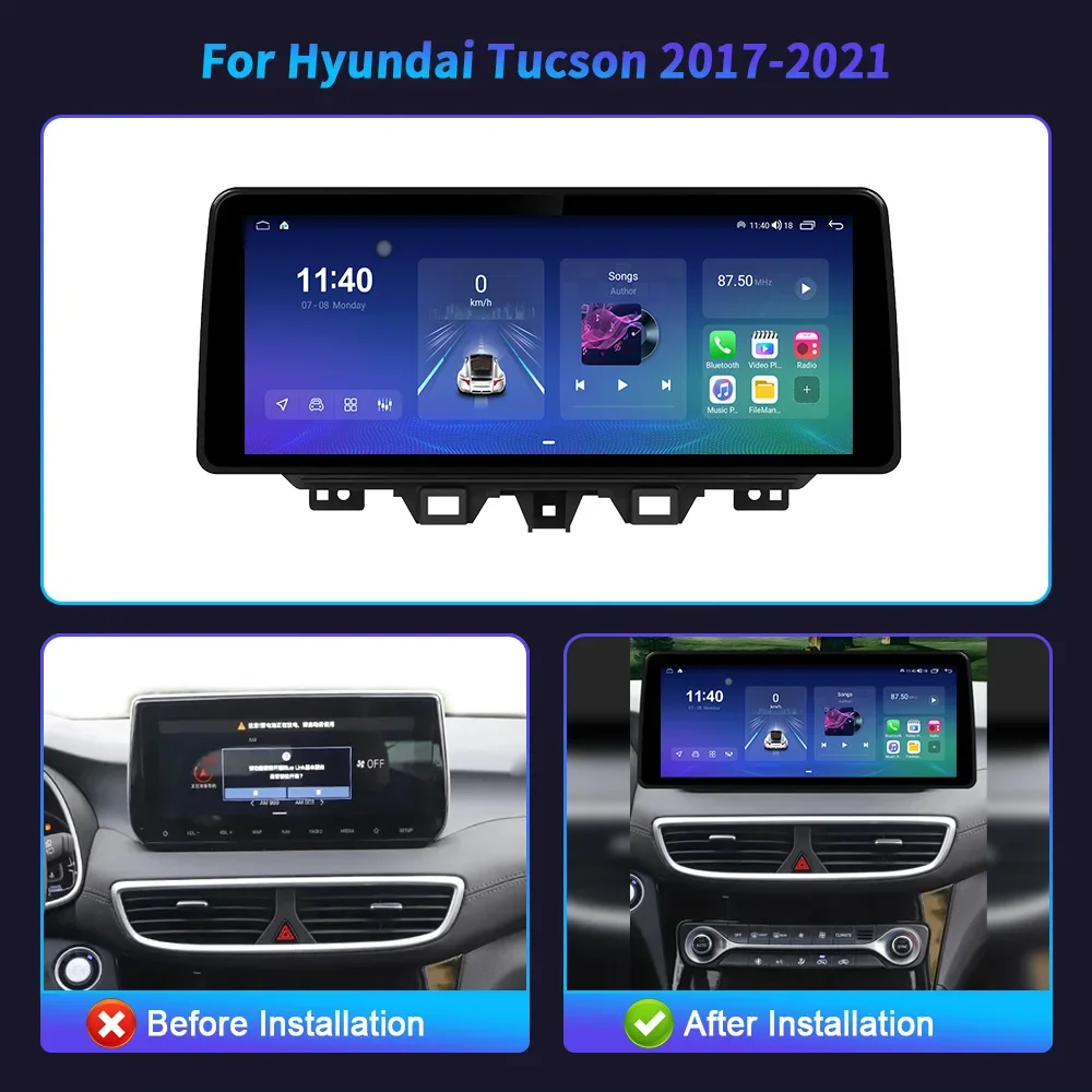 12,3 "para Hyundai Tucson 2017-2021 Radio de coche navegación Multimedia inalámbrica Bluetooth CarPlay 4G GPS Android pantalla Multimedia