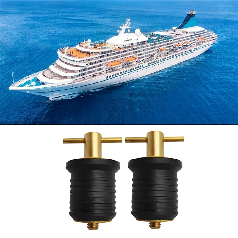 

T-Handle Boat Drain Plug Twist -Turn Brass Steel Handle Boat Accessories Marine Rubber Plugs-A98U