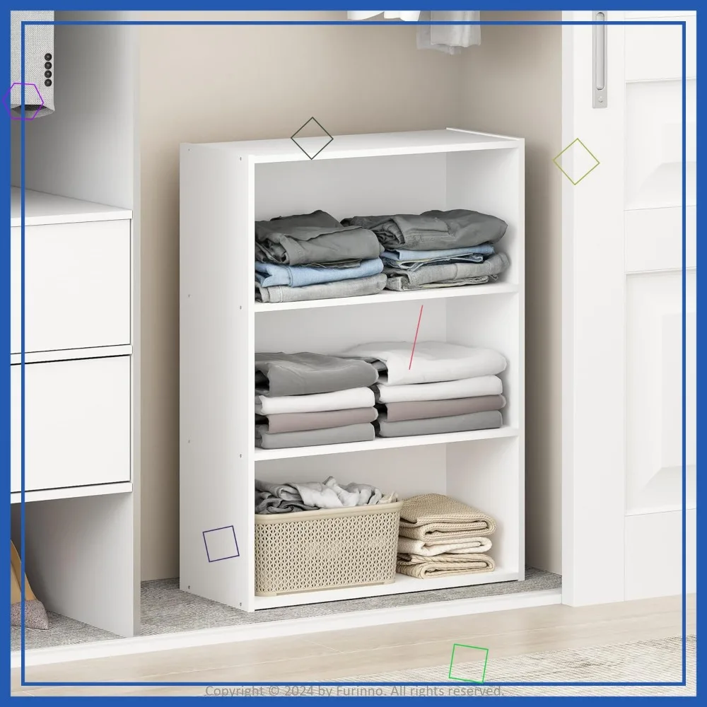 

3-х уровневая открытая полка для организации хранения одежды и шкафов, однотонная белая