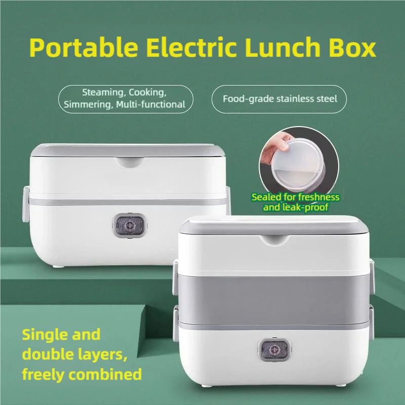 TINSOL 2.5L طبقة مزدوجة صندوق غداء ساخن 220 فولت التدفئة الكهربائية معزول علب الاغذية 304 الفولاذ المقاوم للصدأ وعاء داخلي سخان الغداء